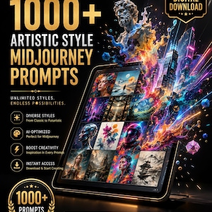 1000+ Artistic Style AI Prompts Bundle | Midjourney, Flux, ChatGPT (Digital Download)