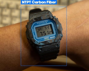 NTPT Luminous Carbon Fiber Bezel for DW-5600 / GWB-5600 – Blue & Purple Glow