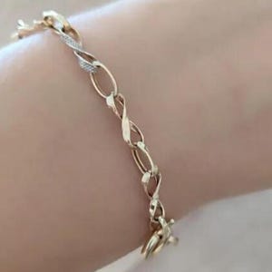14K Solid Gold Infinity Hallow Bracelet- Dainty Interlocking Chain -Real Gold Delicate Chain Bracelet -Minimalist Bracelet -Gift For Her