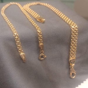 14k Solid Gold Bismark Chain Bracelet: Stacked Curb Link