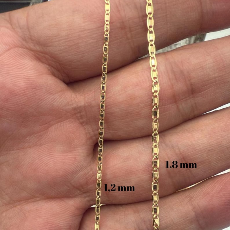 14K Solid Gold Valentino Chain Necklace – Delicate Flat Link Necklace-Mother’s day gift image 3
