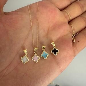 14K Gold Four Leaf Clover Necklace • Lucky Charm Necklace • Real Solid Gold Clover Pendant • Dainty Gold Good Luck Necklace • Gift for Her