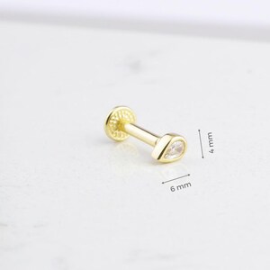 14K Gold Teardrop Tragus Piercing | Minimal Real Gold Cartilage Stud | Dainty Helix Piercing Earring | Solid Gold Piercing for Women
