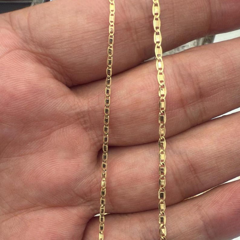 14K Solid Gold Valentino Chain Necklace – Delicate Flat Link Necklace-Mother’s day gift image 8