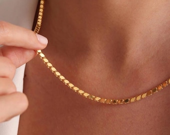 14K Solid Gold Sequin Chain  -Aleppo Chain Necklace -Gift for her