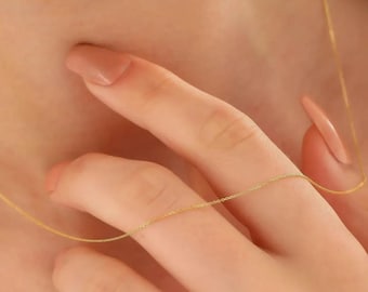 14K Massivgold Kabelkette Halskette, Minimalistischer Stil