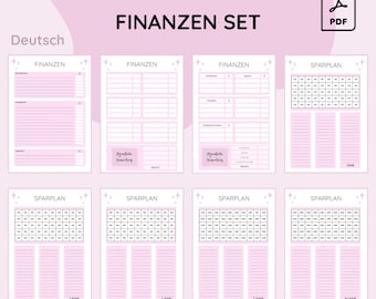 Finanzen Set |Finanzplaner Printable | A4 Sparplan PDF | Digitale Budgetplanung | Haushaltsbuch Vorlage | Minimalistisch | Sofort Download