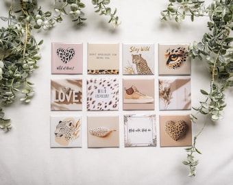 Leopard Magnet Set – Boho Affirmation Fridge Magnets | Self Love Decor | Wild Spirit Gift for Strong Women