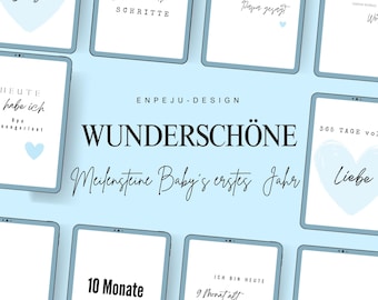 Baby Boy Milestone Cards – 1st Year Memory Cards | First Year Photo Props | Baby Shower & Newborn Gift | Affirmation Cards for Boys