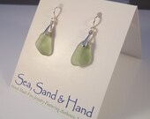 Sterling Silver Olive Sea Glass Earrings