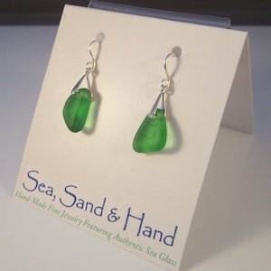 Kelly Green Sterling Silver & Sea Glass Earrings
