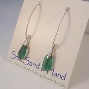 Sterling Silver & Teal Green Sea Glass Earrings