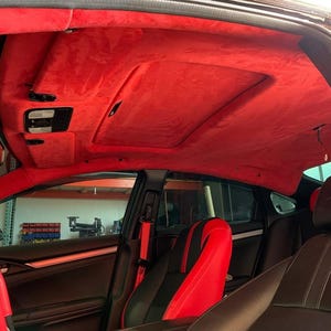 Red Suede Headliner Fabric With Foam Backing, Stretch Suede Headliner Fabric, Upholstery Car, Truck Interior Fabric, Stretch Suede Fabric