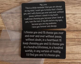 Engraved Aluminum Love Note Wallet Card | Anniversary Gift