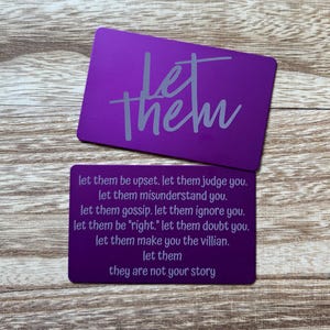 Tarjeta de billetera "Déjalos" / Grabado "Déjalos" / Inserto de billetera de aluminio grabado / Tarjeta de afirmación / Gruesa / Tarjeta de motivación / Mantra "Déjalos"