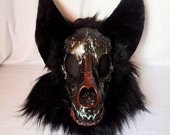 TINAYAUE Viking Faux Fur Fox Wolf Mask Barbarian Cosplay