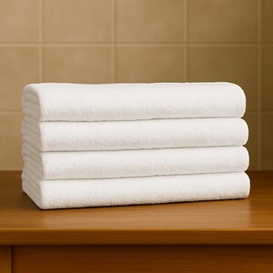 White Cotton Bath Towels – 4 Piece Budget-Friendly Set – Soft & Absorbent Terry Towels for Daily Use And Bathroom Essentials