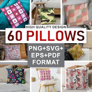 60 Almofadas Personalizadas Impressão Digital, Fronha de Almofada, Presente para Ela, Almofada Única, Almofada Estampada da Moda, Fronha Moderna, Almofada Decorativa