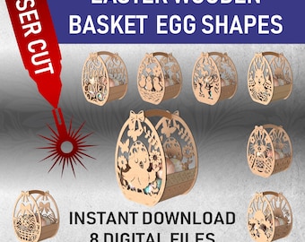 Laser geschnitten Osterei Korb SVG | Holzkorb Design (Digitaler Download)