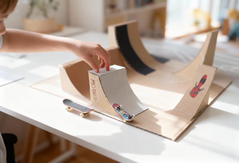 Cardboard Small Ramp DIY Fingerboard Ramp Kit: Mini Skatepark Craft Set, Build Your Own Ramp ...
