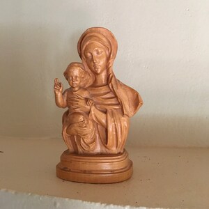 Vintage Carved Mary with Jesus Made  in Italy