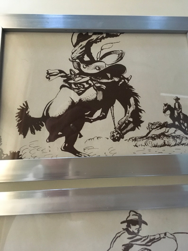 Vintage COWBOY Black and White Horses and Cowboys Prints in | Etsy