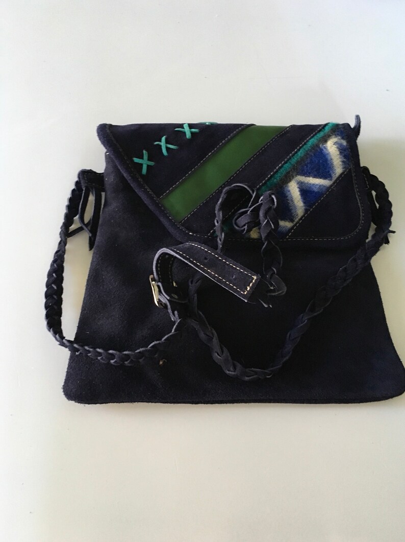 navy suede purse