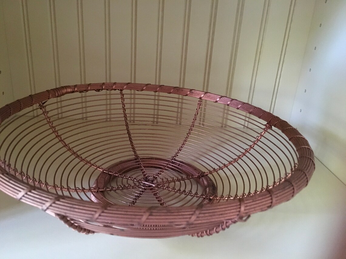 VINTAGE Wire and Steel BASKET Copper in Color Etsy