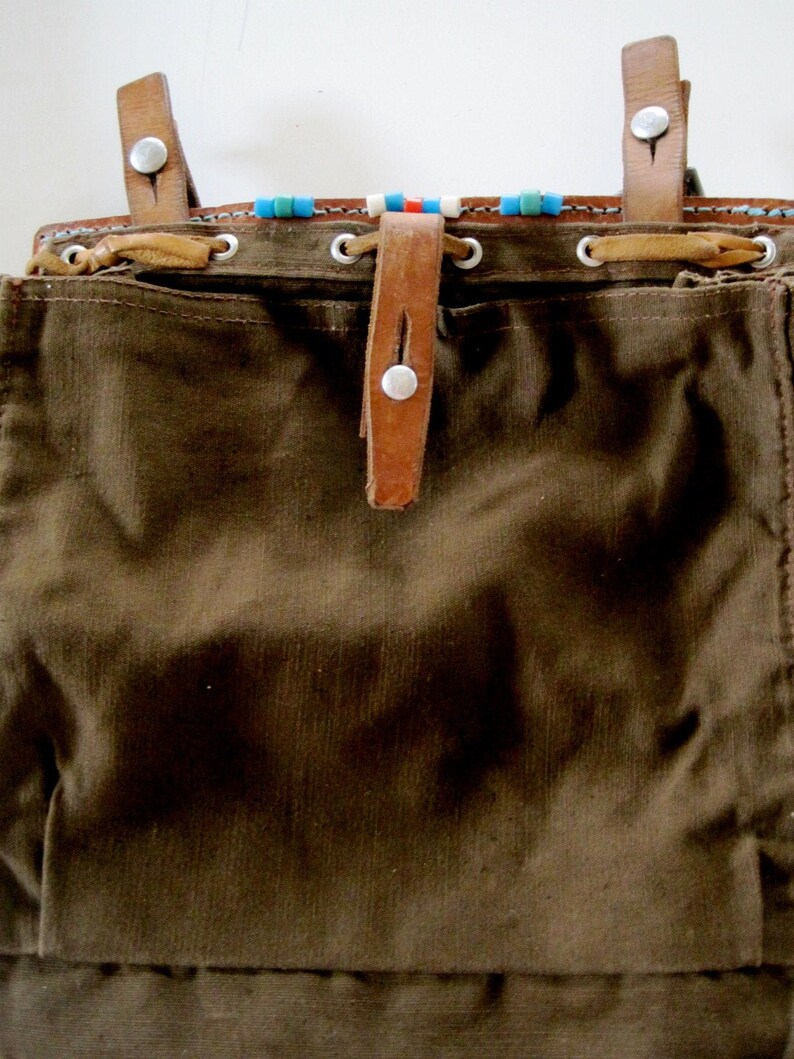 Vintage Swiss Army Bag With Colored Trade Beads1982 Etsy