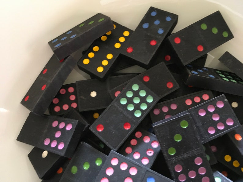 VINTAGE Dragon Dominoes by Halsam Wood Dominoes with Colored Etsy