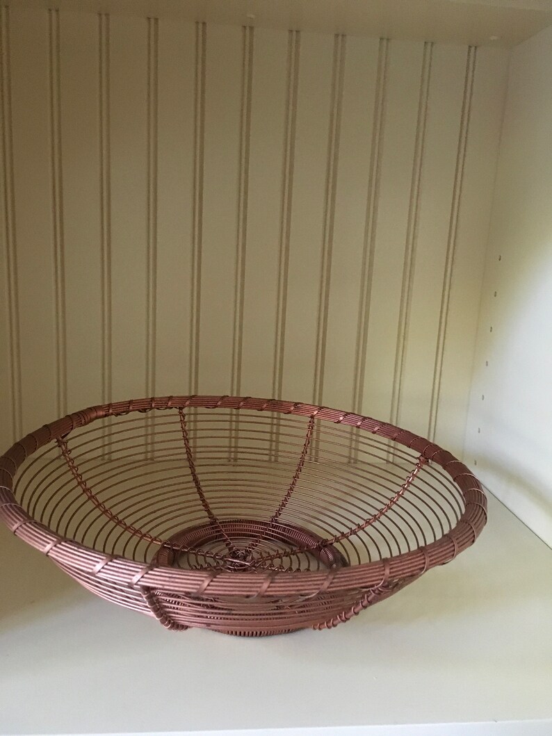 VINTAGE Wire and Steel BASKET Copper in Color Etsy