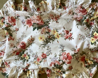 Ralph Lauren PETTICOAT SHAM Floral in Red Yellow and Green Vintage Pattern Ralph Lauren Cottage Floral Country