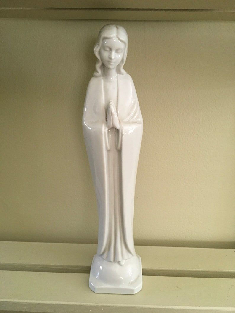 Vintage Virgin Mary Porcelain Statue image 0