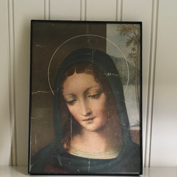Vintage 1950 Print of MARY MOTHER of JESUS Religious Wall Decor