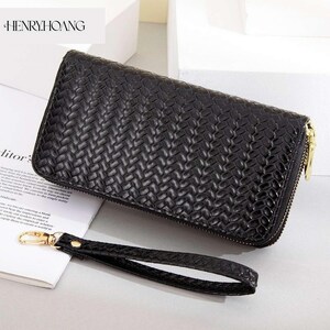 Cartera de mano larga para mujer con nuevo diseño, 2 cremalleras, lujosa y cómoda, material de cuero liso brillante y de alta calidad.