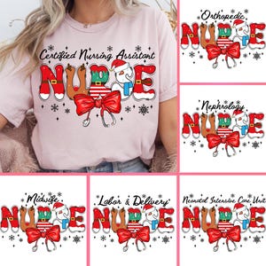 Nurse Christmas Png Bundle, Nurse Life Png, Merry Christmas Nurse Png, Nursing Xmas Png, Nurse Coquette Christmas Png