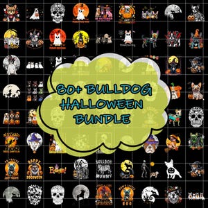 80+ Halloween Bulldog Dog PNG Pack Designs, Funny Scary Dog Designs, Sublimation Printing for Dog, digital download file