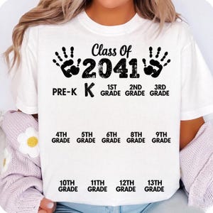 Personalized Class of 2041 Png, Grow with me Handprint PNG, Pre-K Graduate, Back to School, Senior 2041, Png File For Cricut