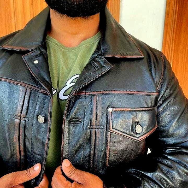 Horse Hide ,japanese Sheep Leather Biker Jacket: Vintage