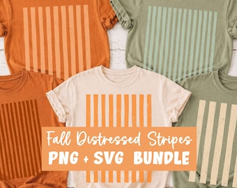 Distressed Stripes PNG SVG Clipart Bundle, Preppy Autumnal Fall Backgrounds, Retro Thanksgiving Handdrawn T-Shirt Sublimation Graphics