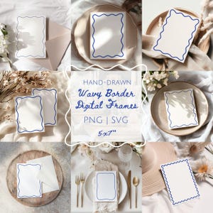 Handgetekende golvende frame SVG-bundel, handgetekende bruiloft golvende rand, golvende uitnodigingslijst, golvende uitnodigingslijst png, grillige randframe clipart