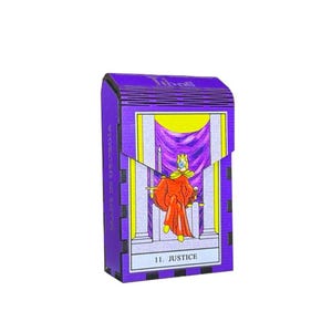 Gerechtigkeit Tarot Gelenk Fall - Handgefertigte Tarot-Karte Holzbox, Zigaretten & Gelenk Halter | Balance und Harmonie Geschenk für Tarot Liebhaber