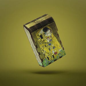 PORTASIGARETTE VINTAGE, Gustav Klimt Il Bacio, portasigarette portafoglio in legno, accessorio portasigarette art déco per fumatori, regalo per lei