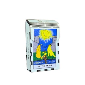 Tarot Zigarettenetui Der Mond – Tarotkartenhalter & Holzschachtel | Mystisches Geschenk und Tarot Zubehör