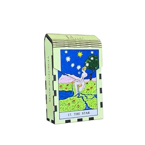 The Star Tarot Zigarettenetui - Tarot Deck Box, Gelenktasche, Tarotkartenhalter aus Holz | Mystisches Geschenk & Spirituelles Accessoires