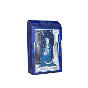 Boîte de cartes de tarot | Coffret de tarot de la grande prêtresse – rangement pour tarot en bois, porte-cigarette, porte-bijoux et porte-cartes de visite