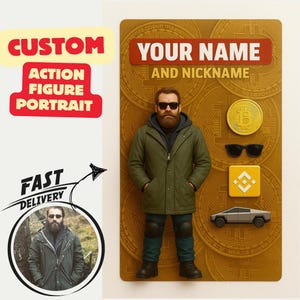 Portret actiefiguur op maat – grappige gepersonaliseerde poster in speelgoeddoosstijl | Ultiem cadeau voor hem, haar, stelletjes en beste vrienden!