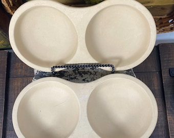 Pampered Chef Stoneware Egg Cookers and Small Oval Casserole Bakers