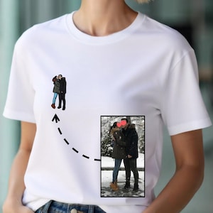 Couples t-shirt, Photo Embroidery, gift from girlfriend, Birthday Gift, Anniversary Gift, Valentine&#39;s Day gift, Gift For him, Gift for her