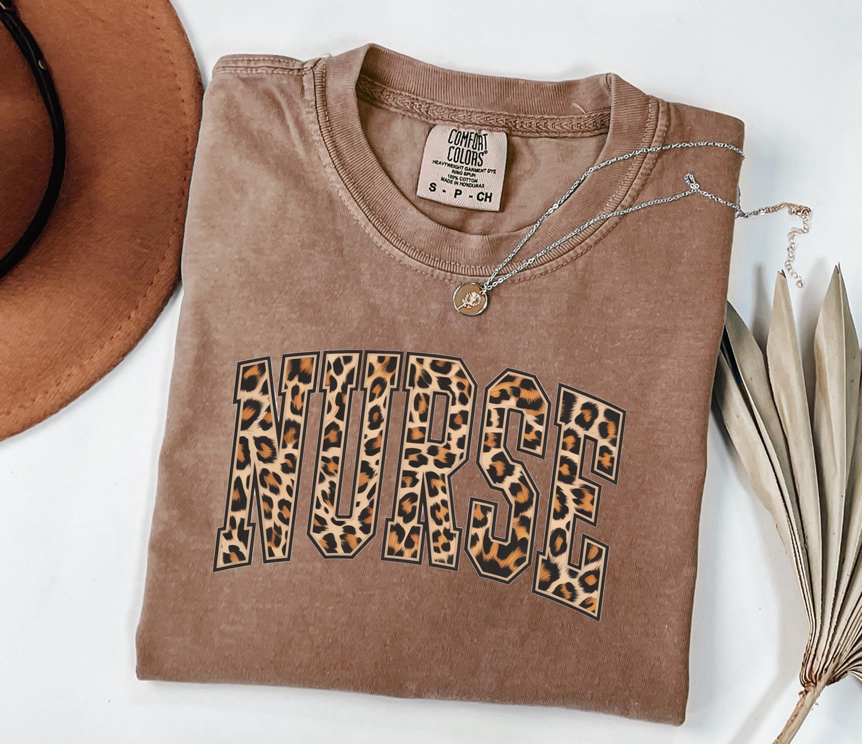 Comfort Colors® Leopard Nurse Shirt, Nurse T-Shirt, RN Shirt, Nursing School Shirt, Registered Nurse Shirt, Nurse Gift
